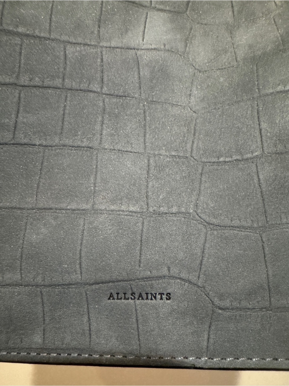 All Saints LIKE NEW Blue Croc-Embossed Suede Chain Crossbody - Picture 3 of 7